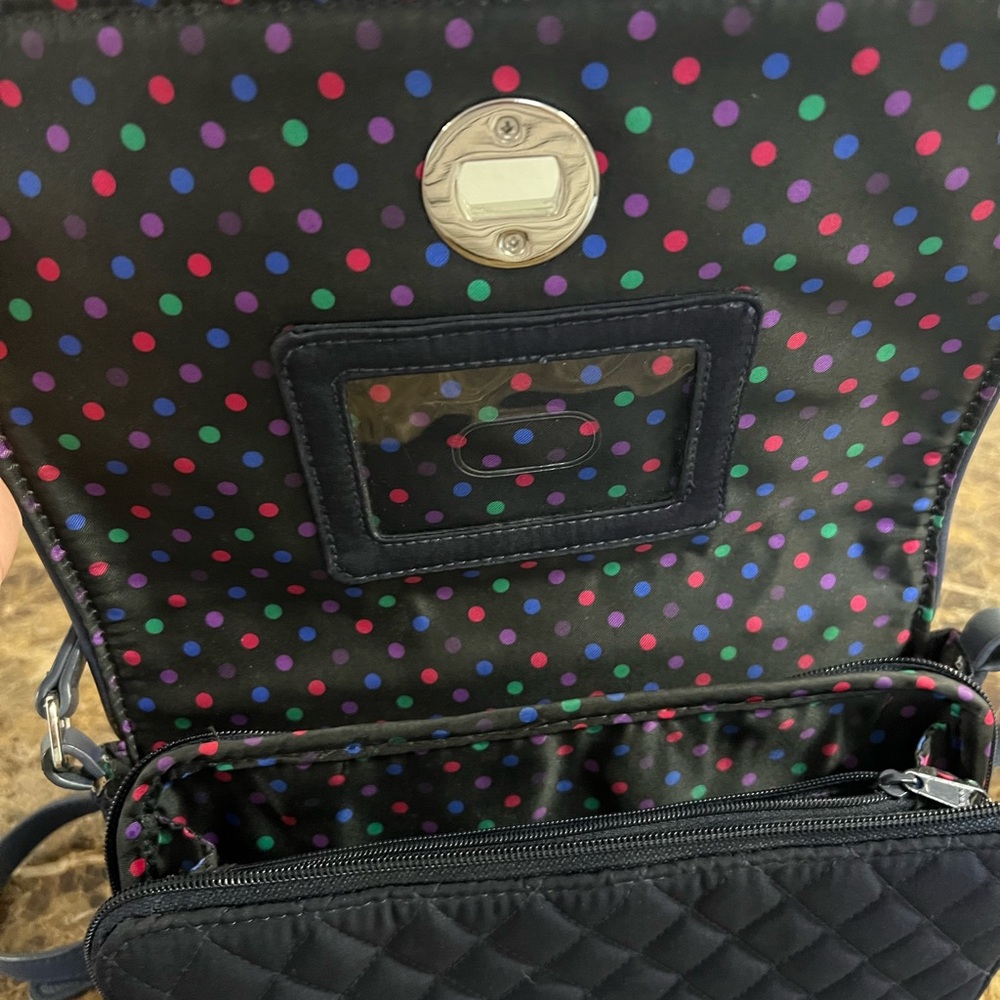 Vera Bradley Quilted Navy Crossbody Bag with Silver Turn-Lock - Picture 4 of 9